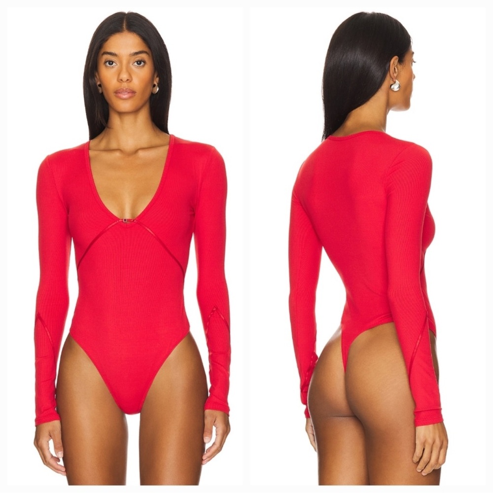 Free People Intimately Women’s Garnet Rose Victoria Plunge Bodysuit Size L